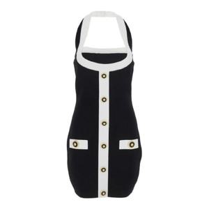 발망 홀넥 투톤 니트 원피스 1867013