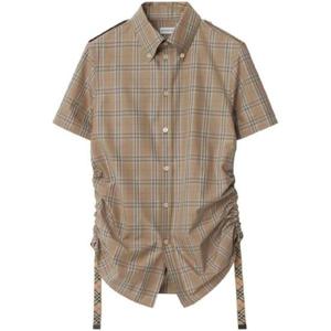 버버리 체크 패턴 드로스트링 코튼 반팔 셔츠 1935801