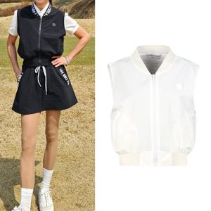 럭스골프 여성 레터링 라인 집업 블루종 베스트 조끼 TO25S506W