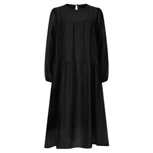 샵앤) 여성 라운드넥 주름가공 3단 쉬폰 안감있는 롱 원피스 PIC-WDR-20568-블랙