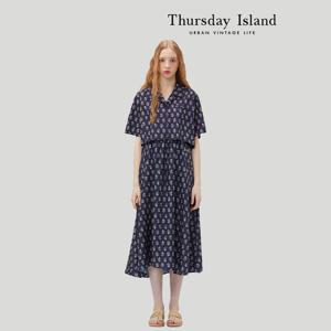[Thursday Island] 패턴 셔츠레이어 슬리브리스 원피스(T234MOP648W)