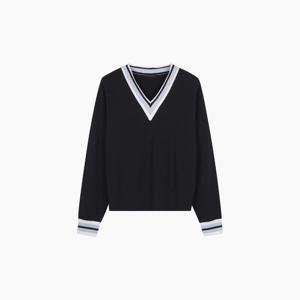 [시슬리]브이넥 컨트라스트 니트SAKP08511