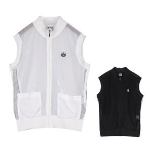 럭스골프 여성 레터링 포인트 메쉬 집업 베스트 조끼 JB25M506W