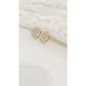 로이드 14K 라운드 큐빅 라인 원터치 귀걸이 LOFP2002G