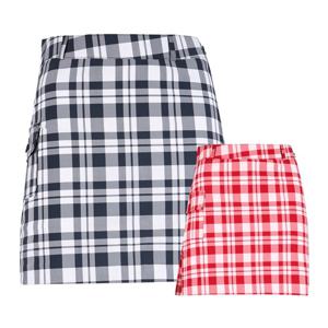 럭스골프 여성 백밴딩 체크 주름 큐롯 스커트 BMU25M110W