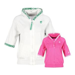 럭스골프 여성 레터링 집업 반팔 후드 니트 가디건 GQ25M704W