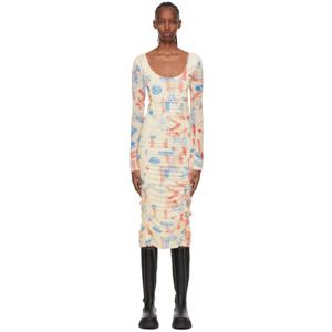 가니 원피스 오프 화이트 메시 미디 드레스 221144F054049