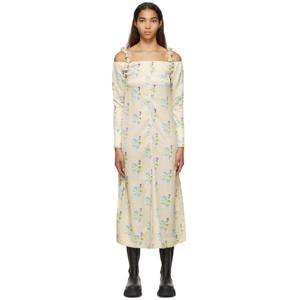 가니 원피스 옐로우 메시 미디 드레스 221144F054040