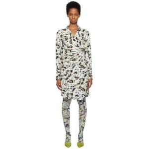 가니 원피스 오프 화이트 플로럴 미디 드레스 222144F054058