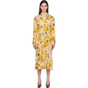 아크네 원피스 오렌지 버튼업 프린트 미디 드레스 251129F054019