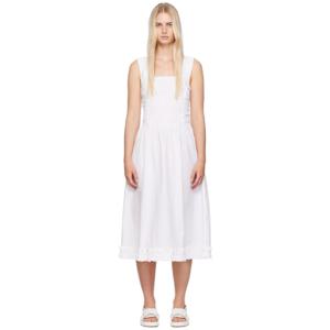 가니 원피스 화이트 셔링 미디 드레스 242144F054005