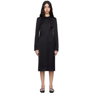 토템 원피스 블랙 린 새틴 미디 드레스 251771F054002