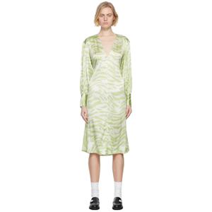가니 원피스 그린 실크 스트레치 새틴 맥시 드레스 221144F055002