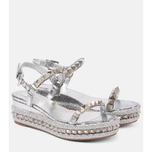 크리스찬루부탱 Pyraclou 60 스터드 레더 에스파드리유 웨지 슈즈 P00992463