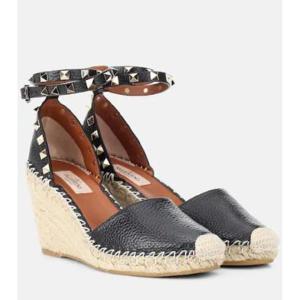 발렌 Rockstud Double 레더 웨지 에스파드리유 P00330572