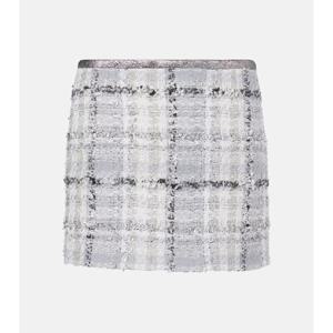 돌체앤가바나 체크 로우라이즈 라메 트위드 미니스커트 P01017062