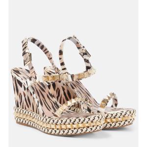 크리스찬루부탱 Pyraclou 110 레오파드 프린트 웨지 샌들 P01016250