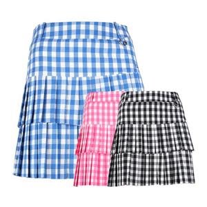 럭스골프 여성 더블 플리츠 체크 큐롯 스커트 YD25M112W
