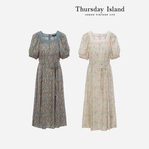 [Thursday Island] 배색 레이스 플로럴 원피스(T234MOP247W)