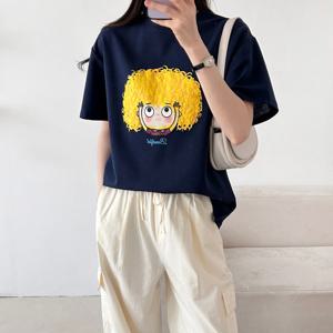 샵앤) 여성 라운드넥 히피걸 프린팅 반팔 티셔츠 NYS-WSH-4399-네이비