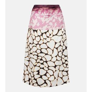 드리스반노튼 프린트 실크 미디 스커트 P01056897