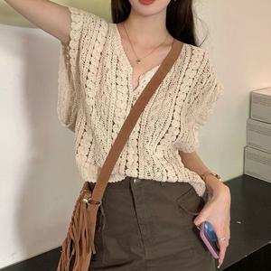 2컬러 자수 레이스 뜨개 민소매 티 MA8208