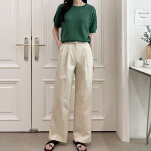 샵앤) 국산 여성 투턱 쿨 와이드 면바지 PRO-WPT-4354-베이지