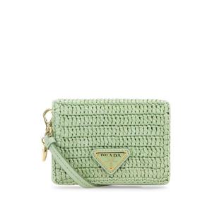 PRADA Pastel green raffia card holder 1MR0242CYC F0934