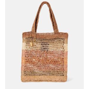 끌로에 Summer Banana 스트라이프 라피아 토트 백 P01039056