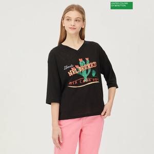 베네통 카야 린넨 티셔츠 BATSB2531