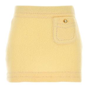 프라다 옐로우 니트 패브릭 미니 스커트 21480SOOO1ISX F0061