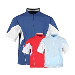 럭스골프 남성 반집업 파이핑 라인 배색 반팔 티셔츠 LB25M409