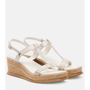 지미추 Theia 100 레더 에스파드리유 웨지 샌들 P01071223