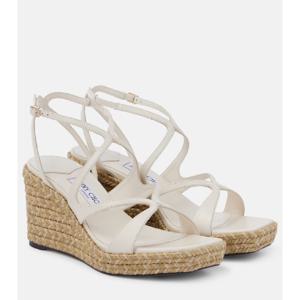 지미추 Ayla 85 메탈릭 레더 에스파드리유 웨지 샌들 P01071250