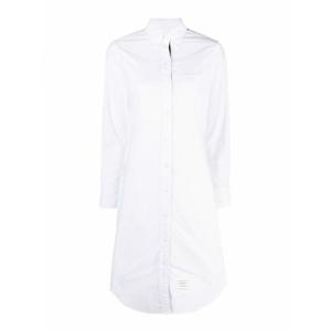 [THOM BROWNE] 라프리마 여성 니 Length 로고패치 코튼 shirtdress FDS001EF0313100 화이트 /8