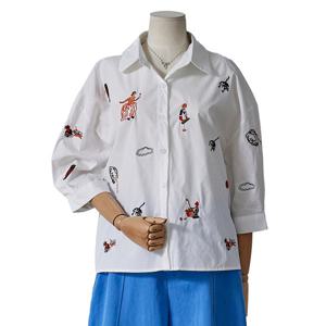 [포커스]탱고자수 9부 남방셔츠_FM5C3BL3130