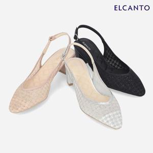 엘칸토  (LCWO75U413) 여성 시스루 글리터 메쉬 슬링백 4cm