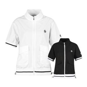 럭스골프 여성 라인 배색 시보리 집업 반팔 점퍼 JB25M804W