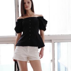 WOMAN 스퀘어넥 코튼 페플럼 블라우스 [3COL] / WBE2L03523