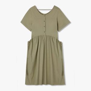 [지컷]하프 버튼 아웃 포켓 미디 원피스(7255337102)