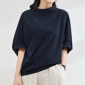 샵앤) 여성 우아한 벌룬소매 뒷버튼 여유핏 5부 블라우스 CL-WBL0326