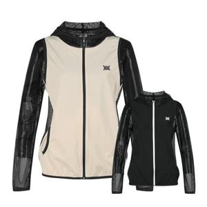 럭스골프 여성 우븐 매치 메쉬 후드 풀집업 점퍼 MW25M816W