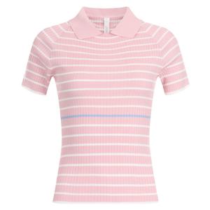 샵앤) 여성 프리미엄 카라넥 단가라 반팔 골프 니트티 LB-WKN-20632-핑크