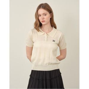 [르샵]카라 하프 버튼 꽈배기 반팔 니트 (DP2KT016A)