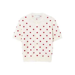 꼼데가르송 폴카 레드 도트 반팔 울 가디건 1985532