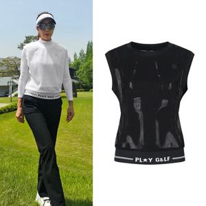 럭스골프 여성 라운드넥 메쉬 베스트 조끼 TO25M510W