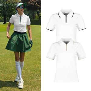 럭스골프 여성 반집업 포인트 카라 반팔 티셔츠 TO25M618W