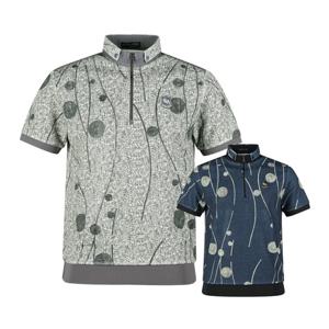 럭스골프 남성 반집업 서클 커브 라인 패턴 반팔 티셔츠 YG25M417