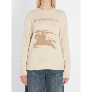버버리 로고 베이지 울 캐시미어 블렌드 풀오버 스웨터 8114157