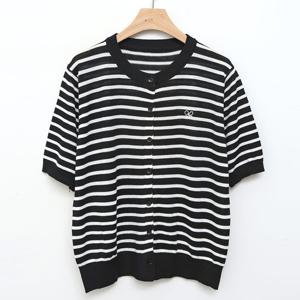 샵앤) 여성 라운드넥 데일리 반팔 니트 가디건 BONG-WCD-4518-블랙